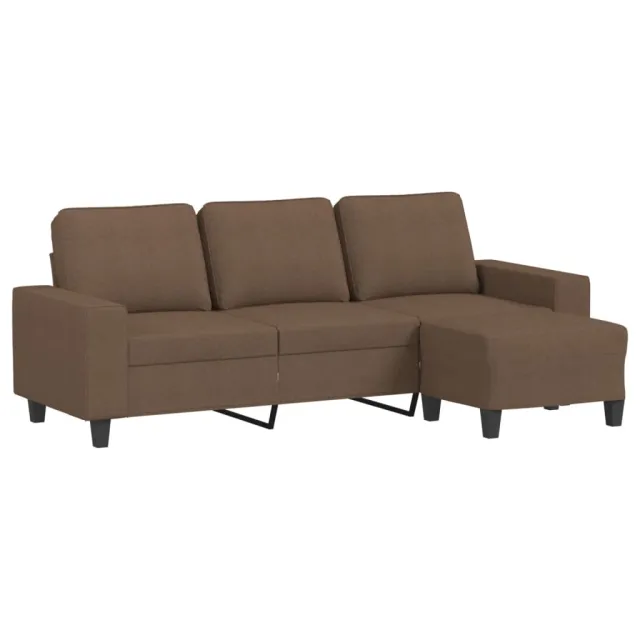 Canapé à 3 places avec repose-pieds Marron 180 cm Tissu