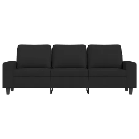 Canapé à 3 places avec repose-pieds Noir 180 cm Tissu