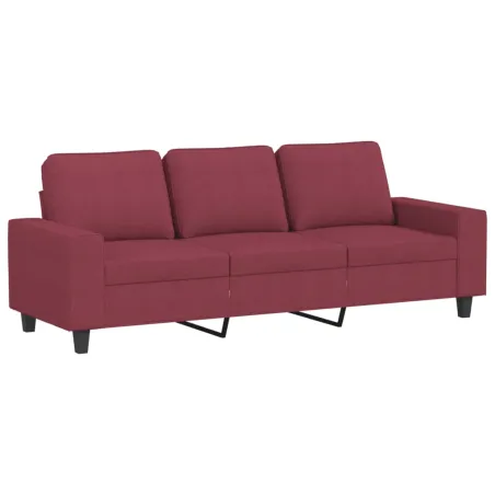 Canapé à 3 places avec repose-pieds Rouge bordeaux 180 cm Tissu