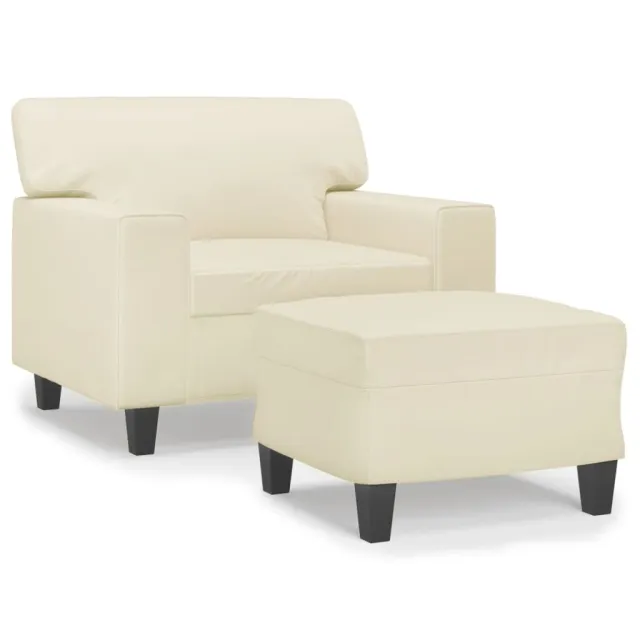 Fauteuil avec repose-pied Crème 60 cm Similicuir
