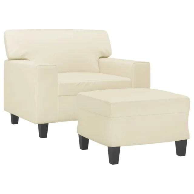 Fauteuil avec repose-pied Crème 60 cm Similicuir