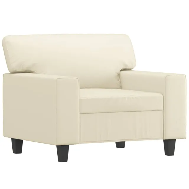 Fauteuil avec repose-pied Crème 60 cm Similicuir