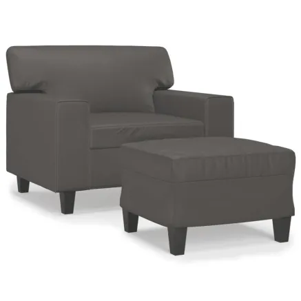 Fauteuil avec repose-pied Gris 60 cm Similicuir 2