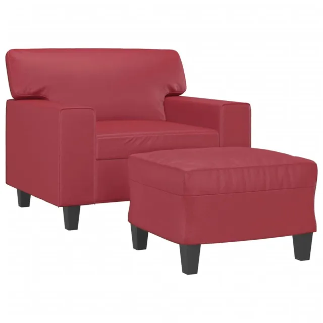 Fauteuil avec repose-pied Rouge bordeaux 60 cm Similicuir
