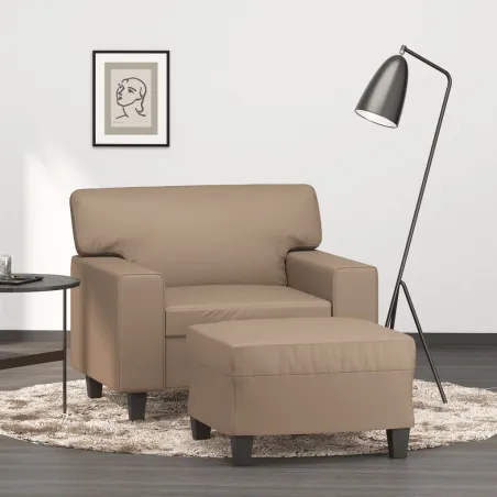 Fauteuil avec repose-pied Cappuccino 60 cm Similicuir