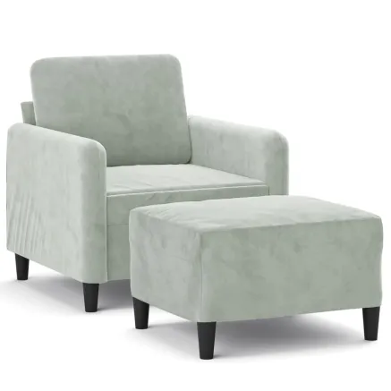 Fauteuil avec repose-pied Gris clair 60 cm Velours 2
