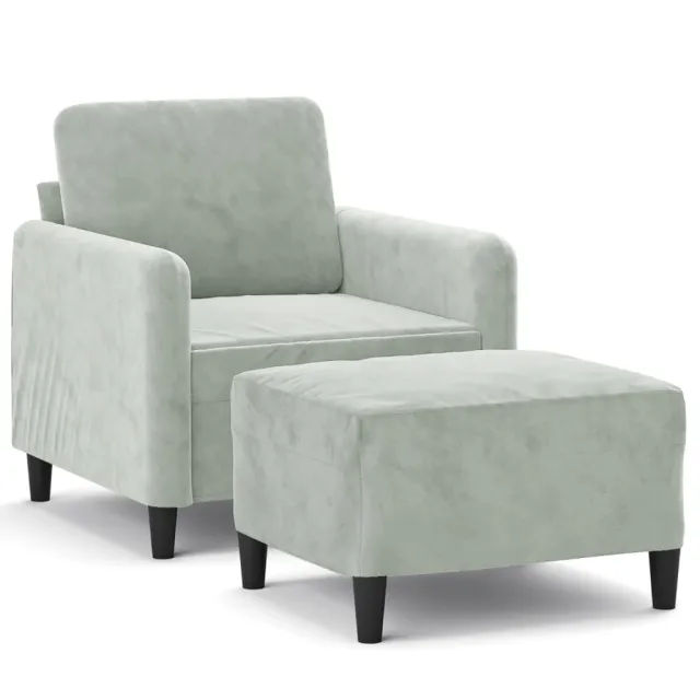 Fauteuil avec repose-pied Gris clair 60 cm Velours