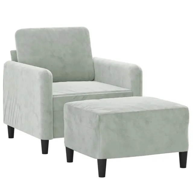 Fauteuil avec repose-pied Gris clair 60 cm Velours