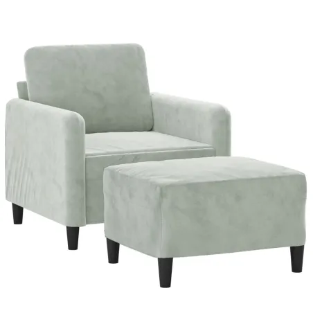 Fauteuil avec repose-pied Gris clair 60 cm Velours