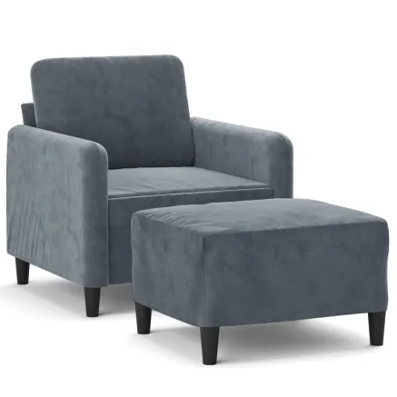 Fauteuil avec repose-pied Gris foncé 60 cm Velours 2
