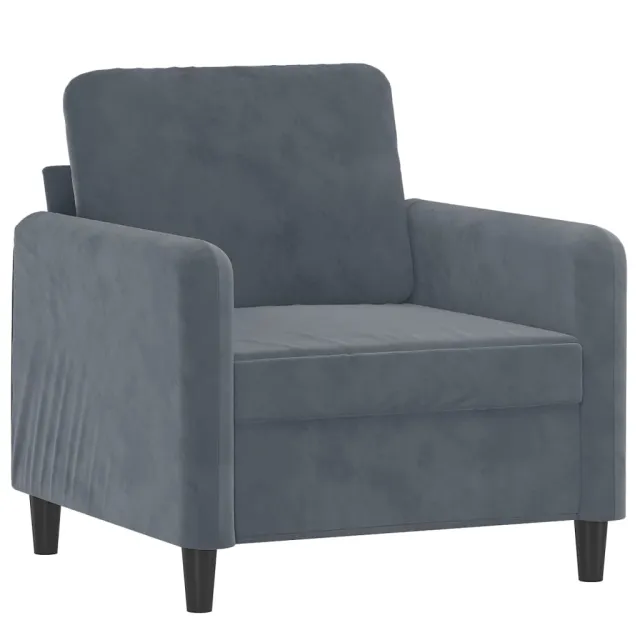 Fauteuil avec repose-pied Gris foncé 60 cm Velours