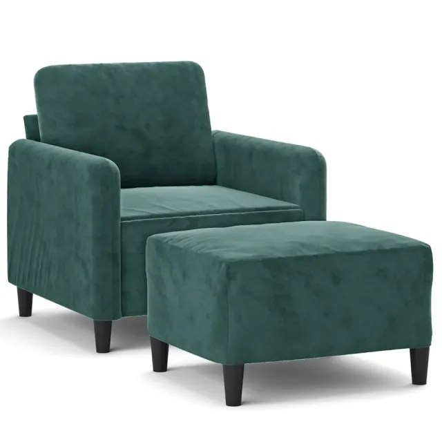 Fauteuil avec repose-pied Vert foncé 60 cm Velours