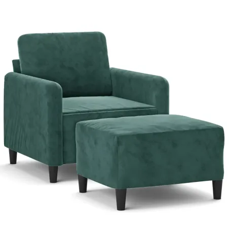 Fauteuil avec repose-pied Vert foncé 60 cm Velours