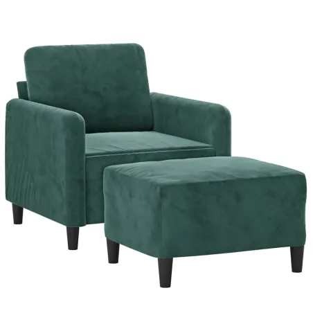 Fauteuil avec repose-pied Vert foncé 60 cm Velours