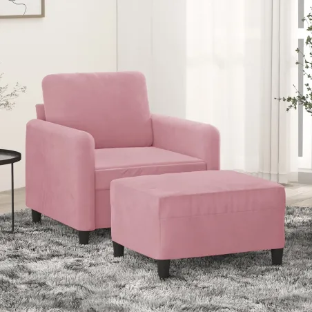 Fauteuil avec repose-pied Rose 60 cm Velours