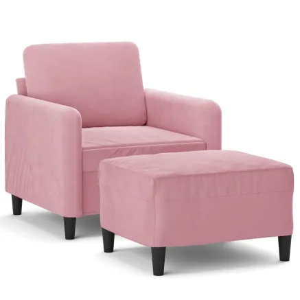 Fauteuil avec repose-pied Rose 60 cm Velours 2