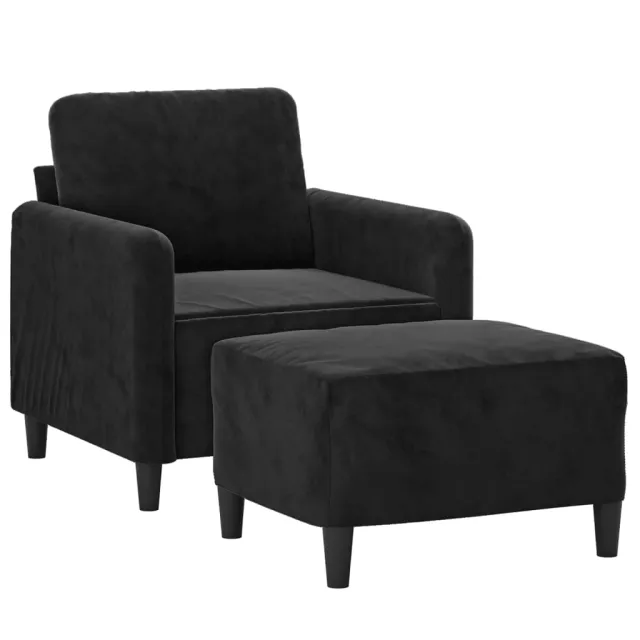 Fauteuil avec repose-pied Noir 60 cm Velours