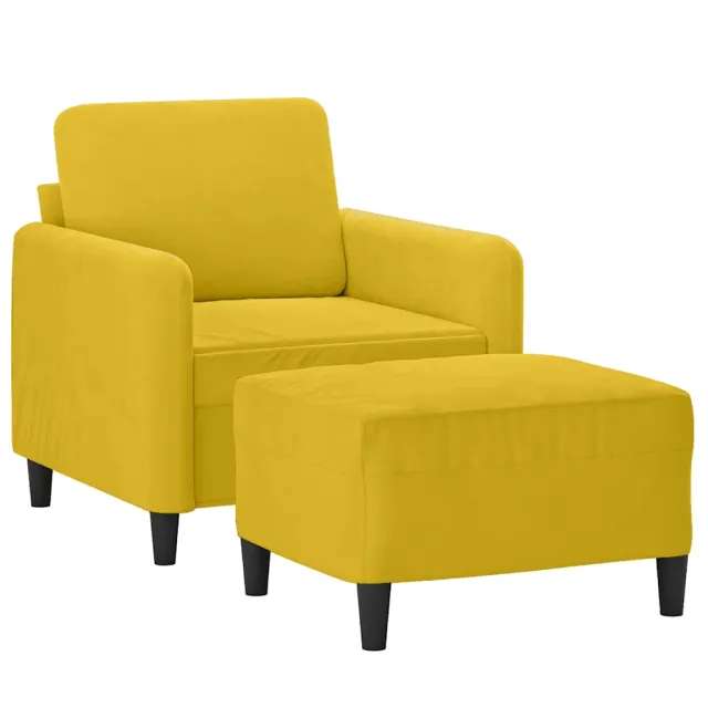Fauteuil avec repose-pied jaune 60 cm velours