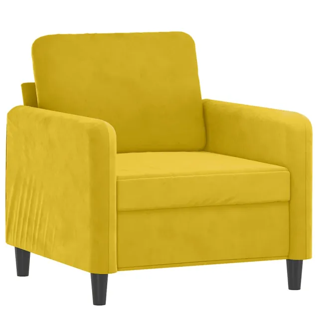 Fauteuil avec repose-pied jaune 60 cm velours