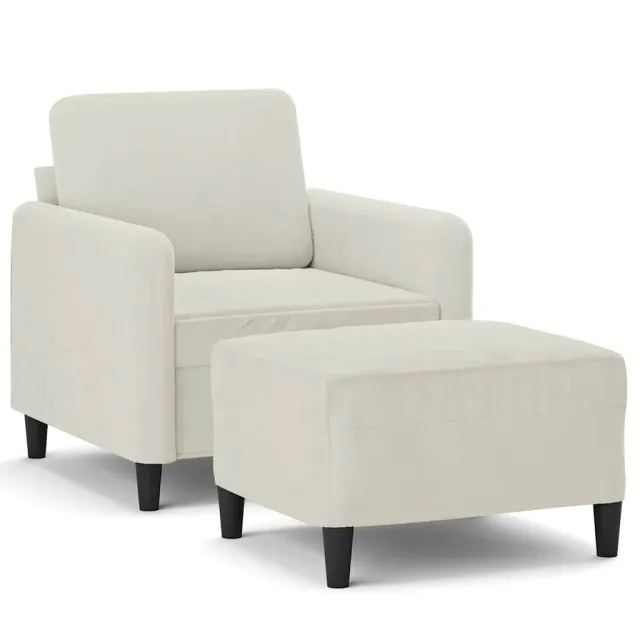 Fauteuil avec repose-pied Crème 60 cm Velours