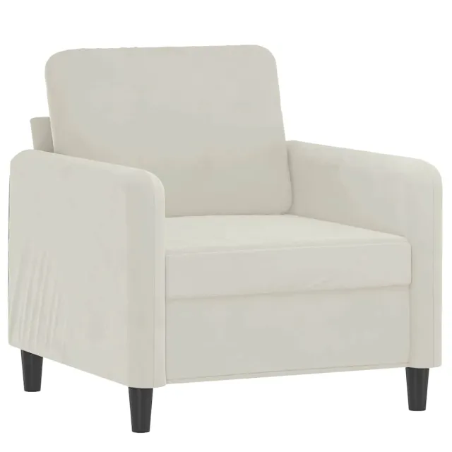 Fauteuil avec repose-pied Crème 60 cm Velours