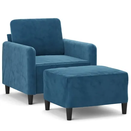 Fauteuil avec repose-pied Bleu 60 cm Velours 2
