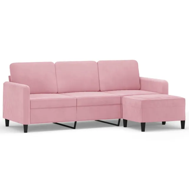 Canapé à 3 places avec repose-pieds Rose 180 cm Velours