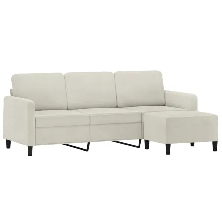 Canapé à 3 places avec repose-pieds Crème 180 cm Velours