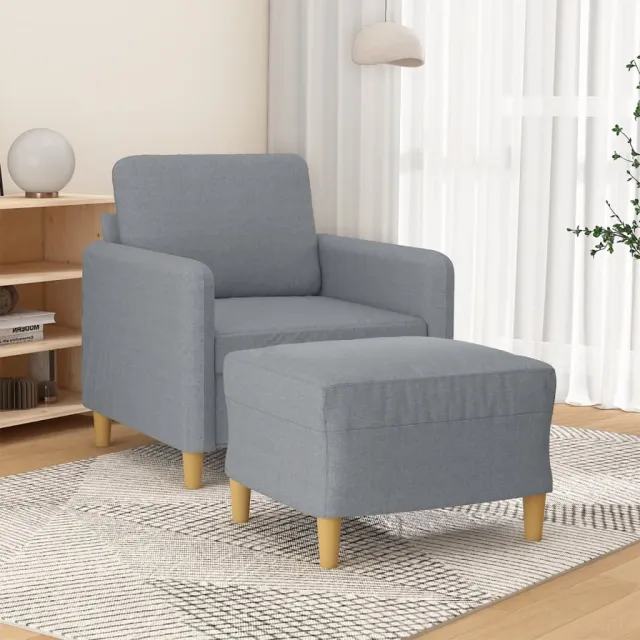 Fauteuil avec repose-pied Gris clair 60 cm Tissu
