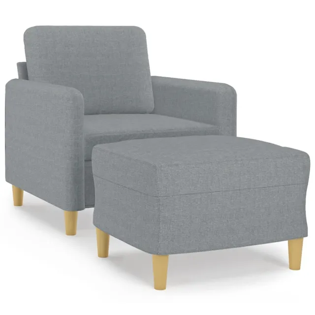 Fauteuil avec repose-pied Gris clair 60 cm Tissu