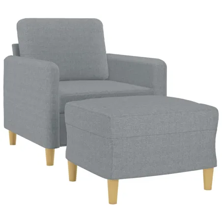 Fauteuil avec repose-pied Gris clair 60 cm Tissu