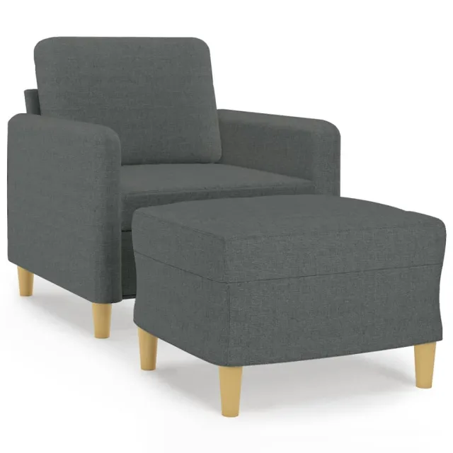 Fauteuil avec repose-pied Gris foncé 60 cm Tissu