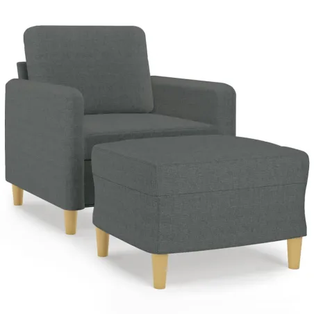 Fauteuil avec repose-pied Gris foncé 60 cm Tissu