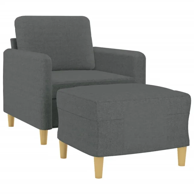 Fauteuil avec repose-pied Gris foncé 60 cm Tissu