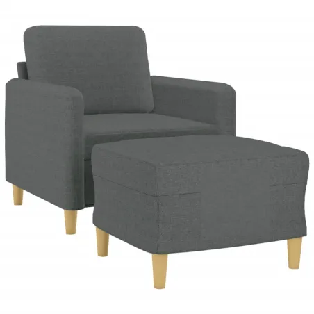 Fauteuil avec repose-pied Gris foncé 60 cm Tissu