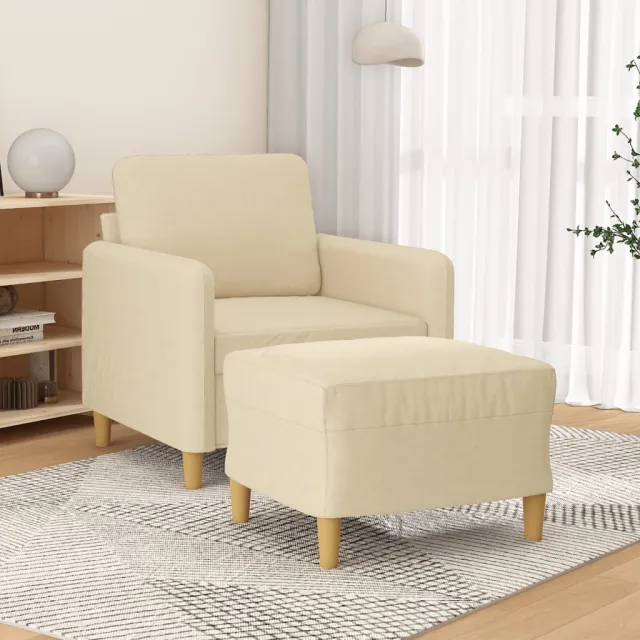 Fauteuil avec repose-pied Crème 60 cm Tissu