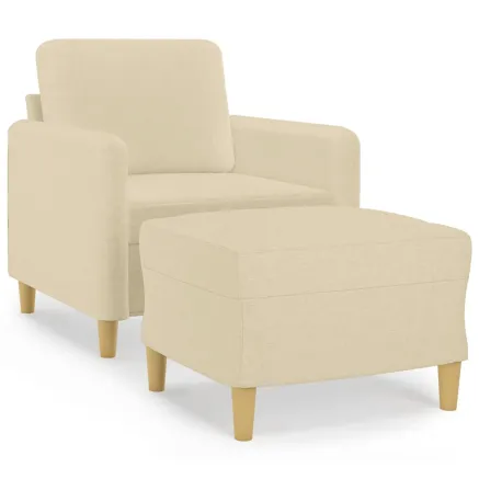 Fauteuil avec repose-pied Crème 60 cm Tissu 2
