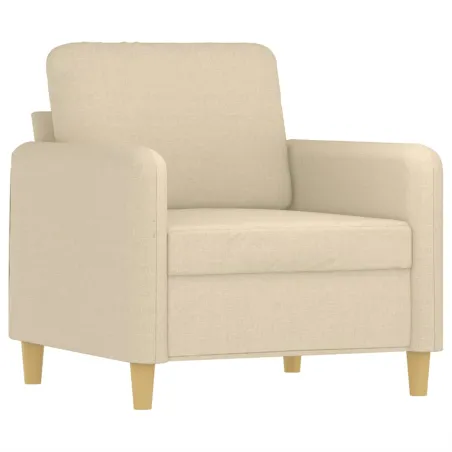 Fauteuil avec repose-pied Crème 60 cm Tissu
