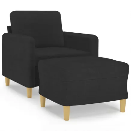 Fauteuil avec repose-pied Noir 60 cm Tissu 2