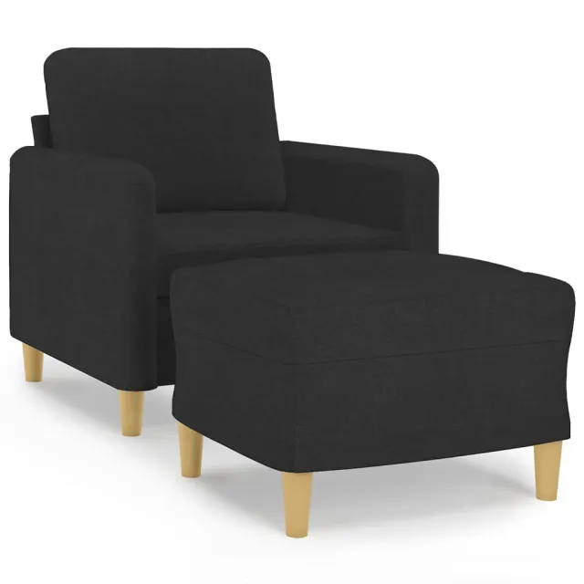 Fauteuil avec repose-pied Noir 60 cm Tissu