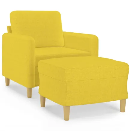 Fauteuil avec repose-pied Jaune clair 60 cm Tissu 2