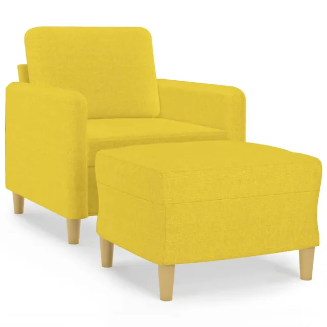 Fauteuil avec repose-pied Jaune clair 60 cm Tissu