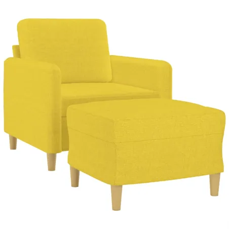 Fauteuil avec repose-pied Jaune clair 60 cm Tissu