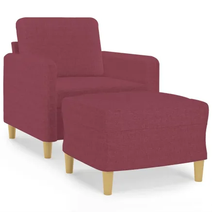Fauteuil avec repose-pied Rouge bordeaux 60 cm Tissu 2