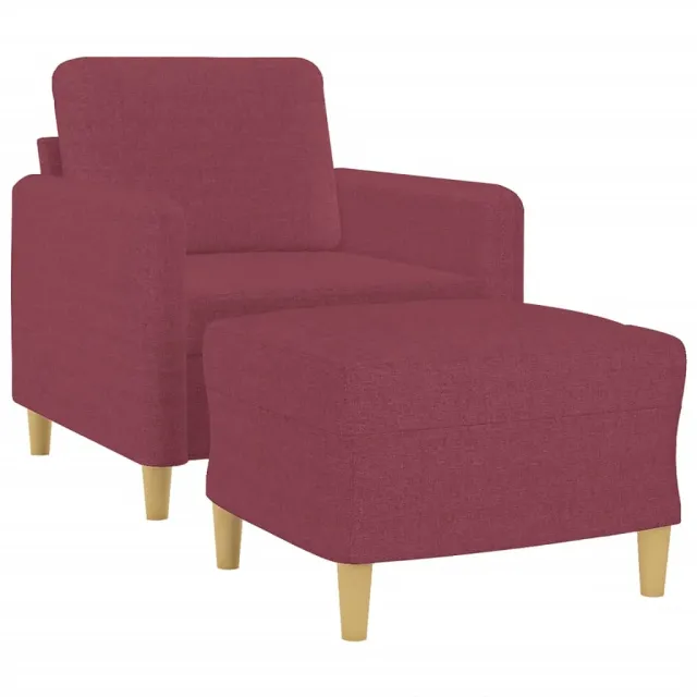 Fauteuil avec repose-pied Rouge bordeaux 60 cm Tissu