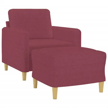 Fauteuil avec repose-pied Rouge bordeaux 60 cm Tissu