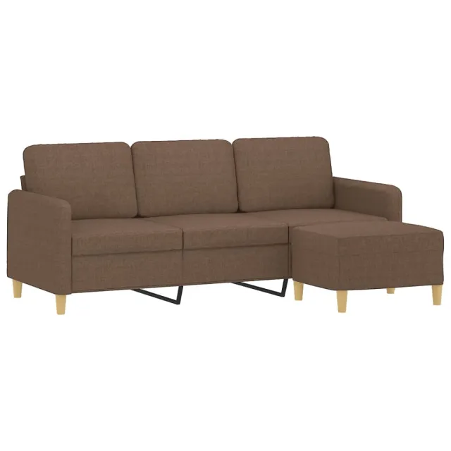 Canapé à 3 places avec repose-pieds Marron 180 cm Tissu