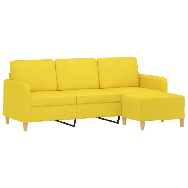 Canapé à 3 places avec repose-pieds Jaune clair 180 cm Tissu