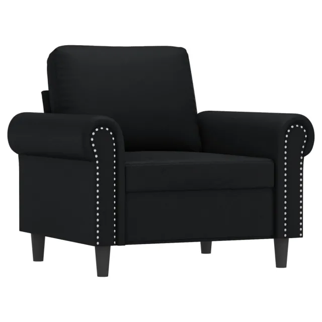 Fauteuil avec repose-pied Noir 60 cm Similicuir