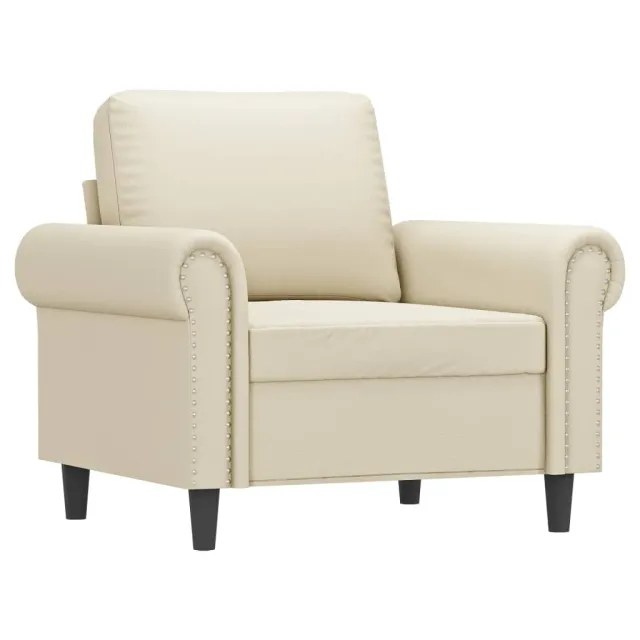 Fauteuil avec repose-pied Crème 60 cm Similicuir
